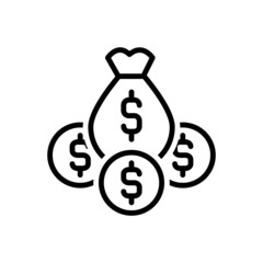 Black line icon for money riches