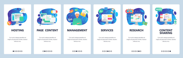 Mobile App Onboarding Screens Hosting Technology Content Market