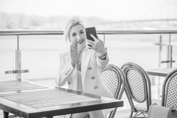 Fototapeta premium Modern business woman with mobile phone. Lady Lifestyle concept 