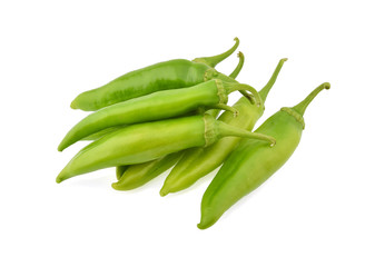 Green peppers isolated on white background.