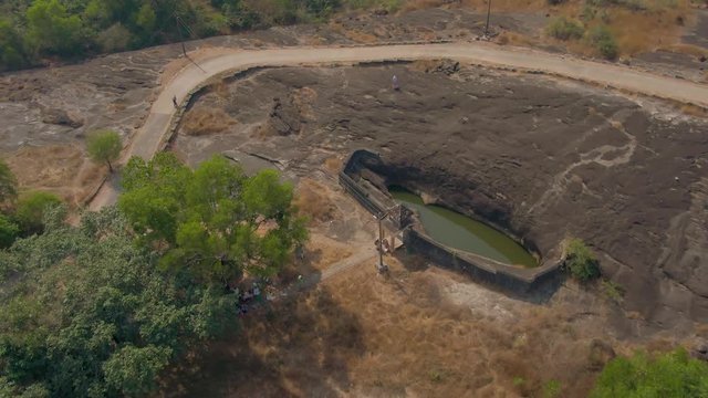 Pajaka kshetra pilgrimage place near Udupi, India, 4k aerial