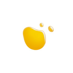 A drop of honey or oil on a white isolated background. Concept lube, motor oil, spilled honey or liquid. Flat lay, top view