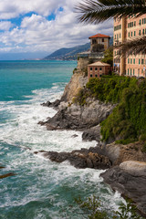 Fototapeta na wymiar View of the Ligurian coast in Italy.
