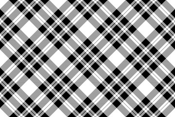 Check diagonal texture black white seamless pattern
