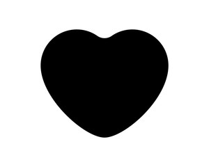 Love heart vector icon black silhouette isolated on white background.
