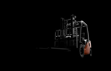 Forklift on a black background
