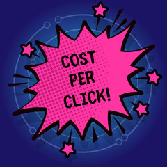 Writing note showing Cost Per Click. Business photo showcasing Pay an amount of money every time a demonstrating visits website