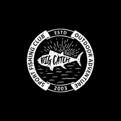 vintage Fishing badges labels, emblems and logo