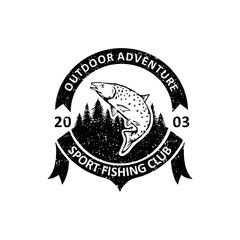 vintage Fishing badges labels, emblems and logo