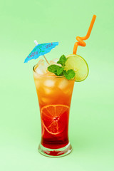 Colorful alcoholic cocktail drink in the glass