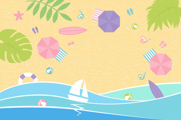 Fototapeta na wymiar Summer background Top view beach Vector illustration