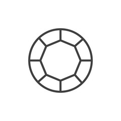 Obraz premium Round diamond line icon. Precious stone linear style sign for mobile concept and web design. Brilliant, gemstone outline vector icon. Symbol, logo illustration. Vector graphics