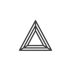 Triangular gemstone line icon. Precious stone linear style sign for mobile concept and web design. Triangle diamond outline vector icon. Symbol, logo illustration. Vector graphics