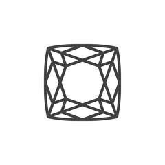 Diamond cut shape line icon. Gemstone, brilliant  linear style sign for mobile concept and web design. Precious stone, gem outline vector icon. Symbol, logo illustration. Vector graphics