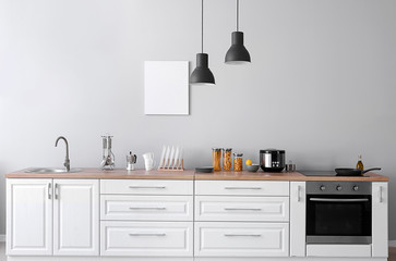 Interior of kitchen with modern oven