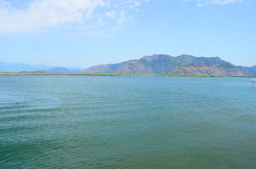 turtle island and green Dalyan river in Turkey
