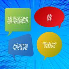 Writing note showing Summer Is Over. Business photo showcasing End of break good memories from trips and relaxing time