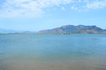 turtle island and green Dalyan river in Turkey