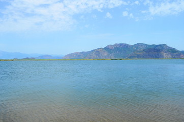 turtle island and green Dalyan river in Turkey
