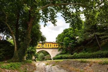 Irgandi Bridge is a historical bridge built in the Ottoman period with a bazaar on it.