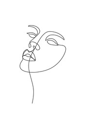 abstract face. Continuous line drawing. Minimalist art