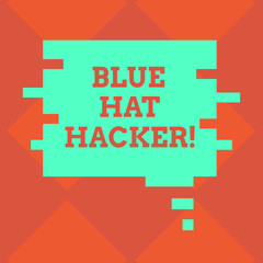 Handwriting text writing Blue Hat Hacker. Concept meaning Person consulting firms who bug system prior to its launch Blank Color Speech Bubble in Puzzle Piece Shape photo for Presentation Ads