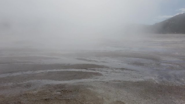 Vapor flowing over fragile volcanic soil