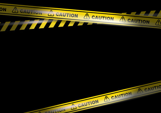Caution tapes on black background vector image