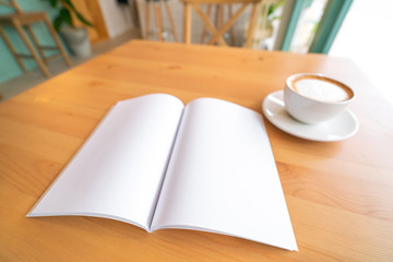 Blank catalog, magazines,book mock up on wood background