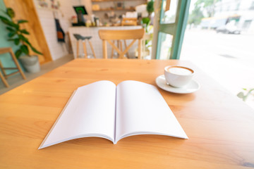 Blank catalog, magazines,book mock up on wood background