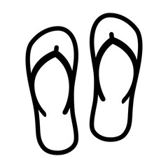Flip flops sandal beach wear line art vector icon for apps and websites - obrazy, fototapety, plakaty