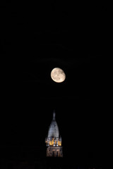 full moon over church