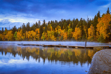 Fall colors on Dutch Lake, Clearwater, British Columbia, Canada