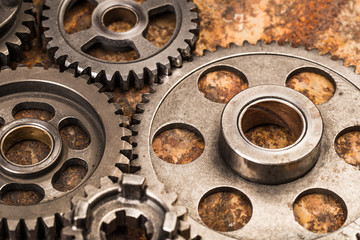 Various car parts and accessories, on metal  background - Image