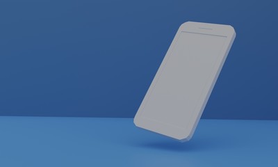 Mock up modern 3d realistic mobile on blue background