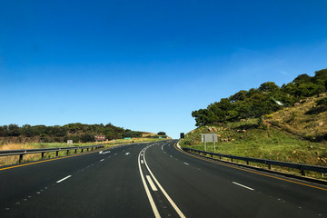 Countryside Road, Scenic road highway over rural hills countryside landscape at soth africa