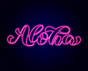 Aloha brush lettering. Hawaiian language greeting typography. Vector illustration for card © Anastasia Gapeeva