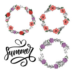 Vector word sale .Letters made of flowers and leaves Summer sale Holiday Flyer Banner Poster Summer sales