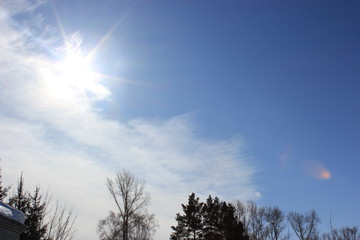 Winter Sunny sky with clouds