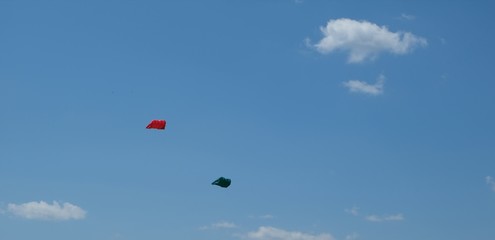 kite flying in the blue sky
