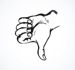 Thumb down sign. Vector drawing