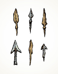 Arrowheads. Vector in engraving style
