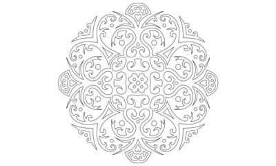 Black and white ornament mandala pattern