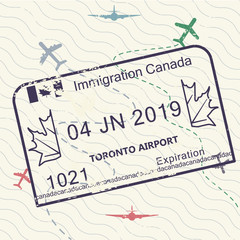visa passport stamp; Canada; passport stamp icon; visa, passport, stamp, travel, icon, vector, illustration, grunge, ink, symbol, canadian, holiday, vintage, tourism, isolated, sydney, country, docume