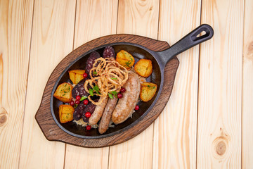 sausage with baked potatoes