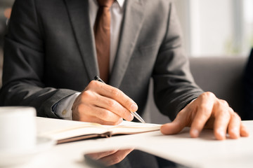 Businessman organizing work