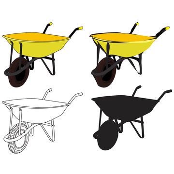 garden yellow cart in a flat style
