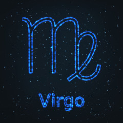 Astrology Shining Blue Symbol. Zodiac Virgo.