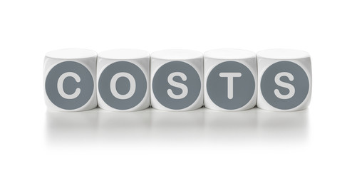 Letter dice on a white background - Costs