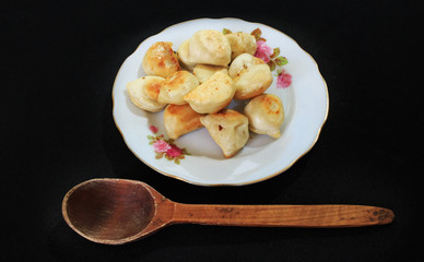 Meat dumplings on the dish